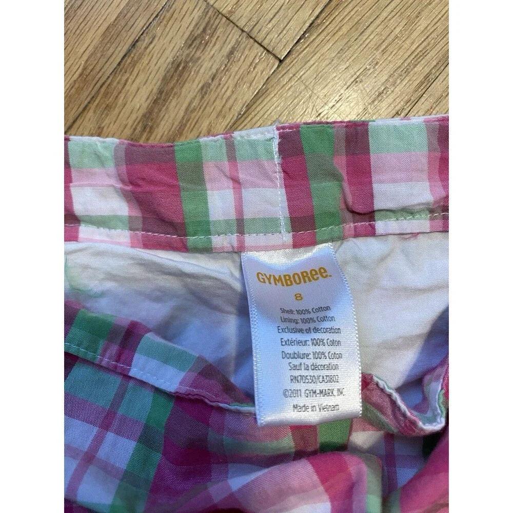 Gymboree Girl 8 Plaid Skort Green And Pink